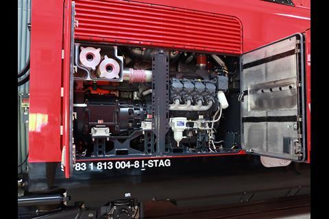 The electro-diesel Stadler Flirt units have a maximum speed of 160 km/h when operating from 3 kV DC electrification, and 140 km/h when powered by the two Stage IIIB compliant Deutz V8 diesel engines.